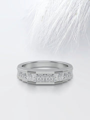PRINCESS CUT MOISSANITE CHANNEL SET DIAMOND WEDDING BAND Mapple Gems
